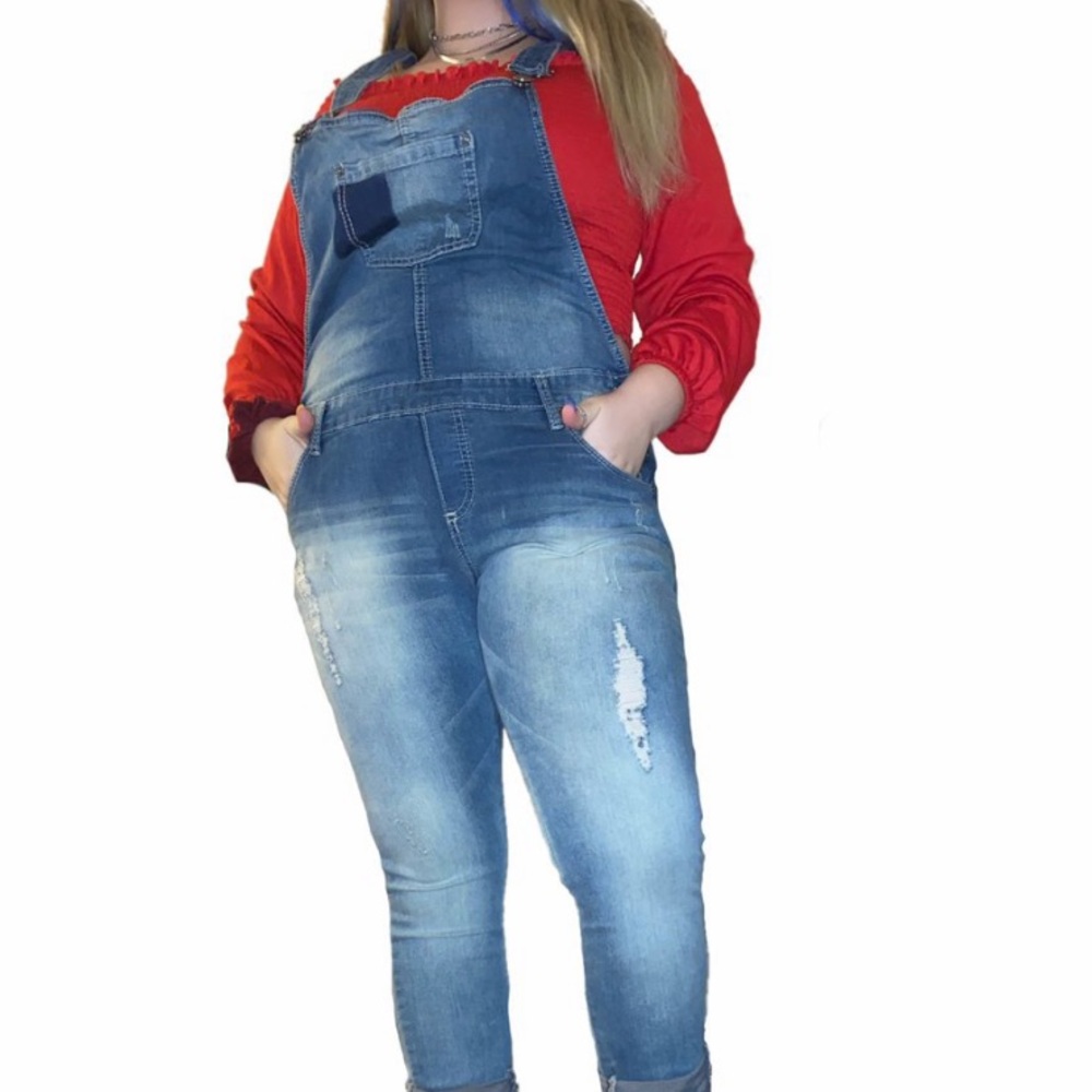 Distressed Jean Overalls